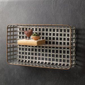 Rustic Metal Two Tier Shelf